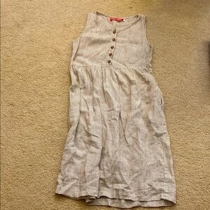 Mushroom striped linen dress